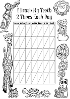 Printable black and white tooth brushing chart